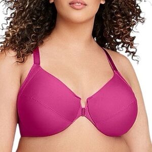 GLAMORISE womens Berry Front-Closure Smoothing WonderWire Underwire Bra 40C NWOT